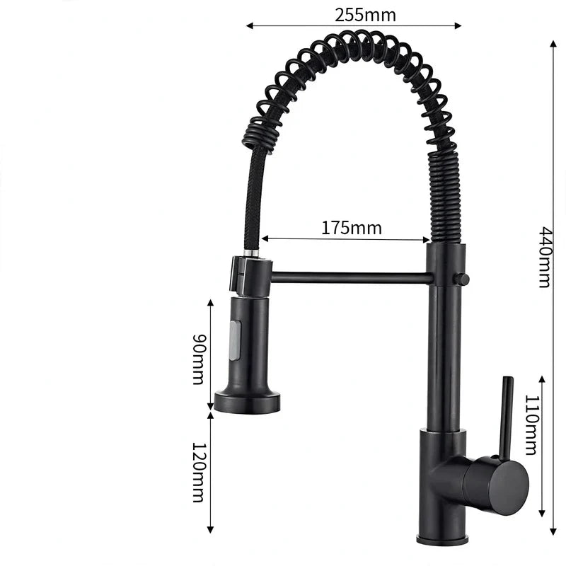Kitchen Faucet Pull-Out Sprayer Stainless Steel Single-Lever Control