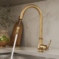 Kitchen Faucet Solid Brass Pull-Out Spray Head Antique Bronze Finish
