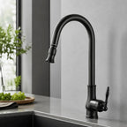 Kitchen Faucet Solid Brass Pull-Out Spray Head Antique Bronze Finish