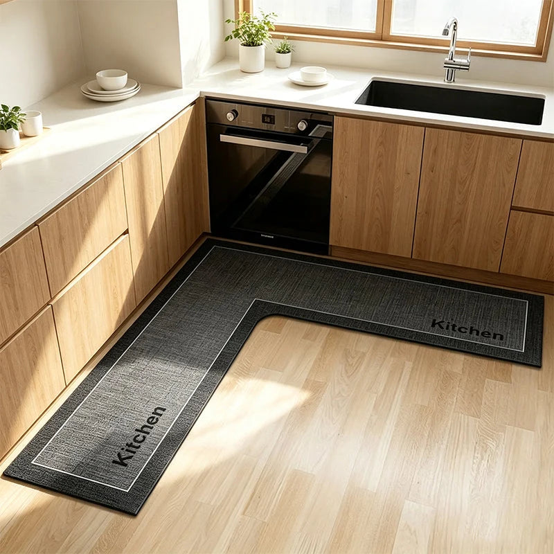 Kitchen Floor Mat L-Shaped Diatomite Quick-Dry Absorbent Non-Slip