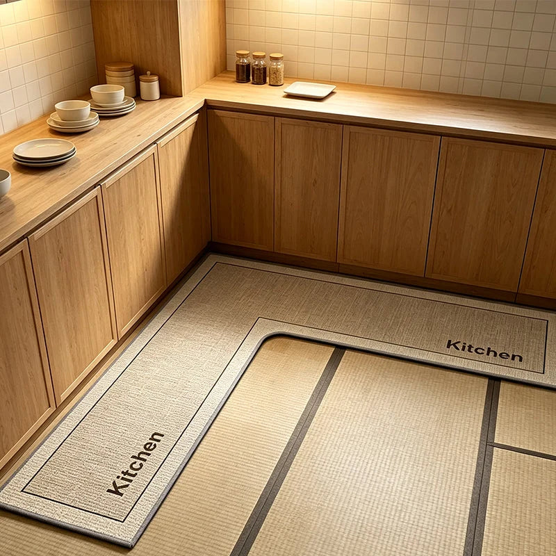 Kitchen Floor Mat L-Shaped Diatomite Quick-Dry Absorbent Non-Slip