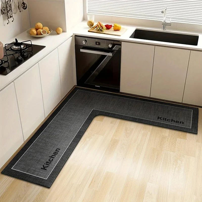 Kitchen Floor Mat L-Shaped Diatomite Quick-Dry Absorbent Non-Slip