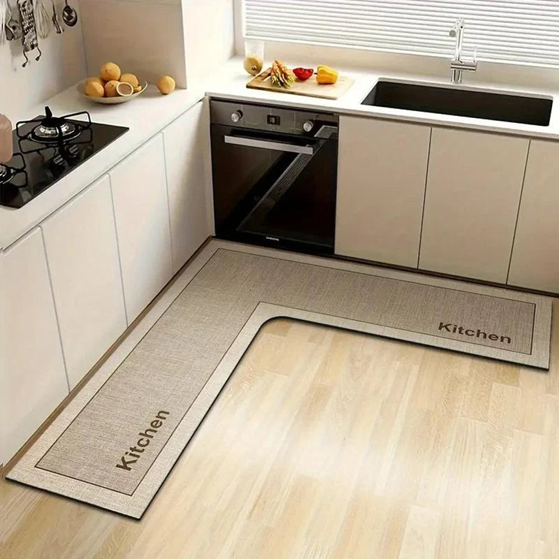 Kitchen Floor Mat L-Shaped Diatomite Quick-Dry Absorbent Non-Slip