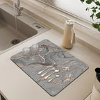 Kitchen Mat Marble Print Cushioned Non-Slip