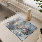 Kitchen Mat Marble Print Cushioned Non-Slip