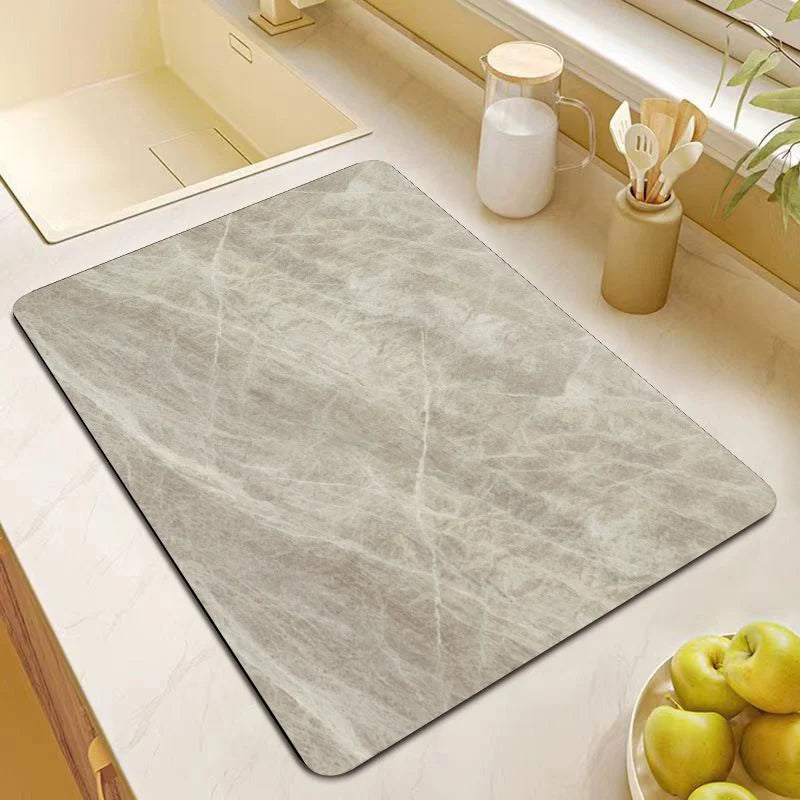Kitchen Mat Marble Print Cushioned Non-Slip