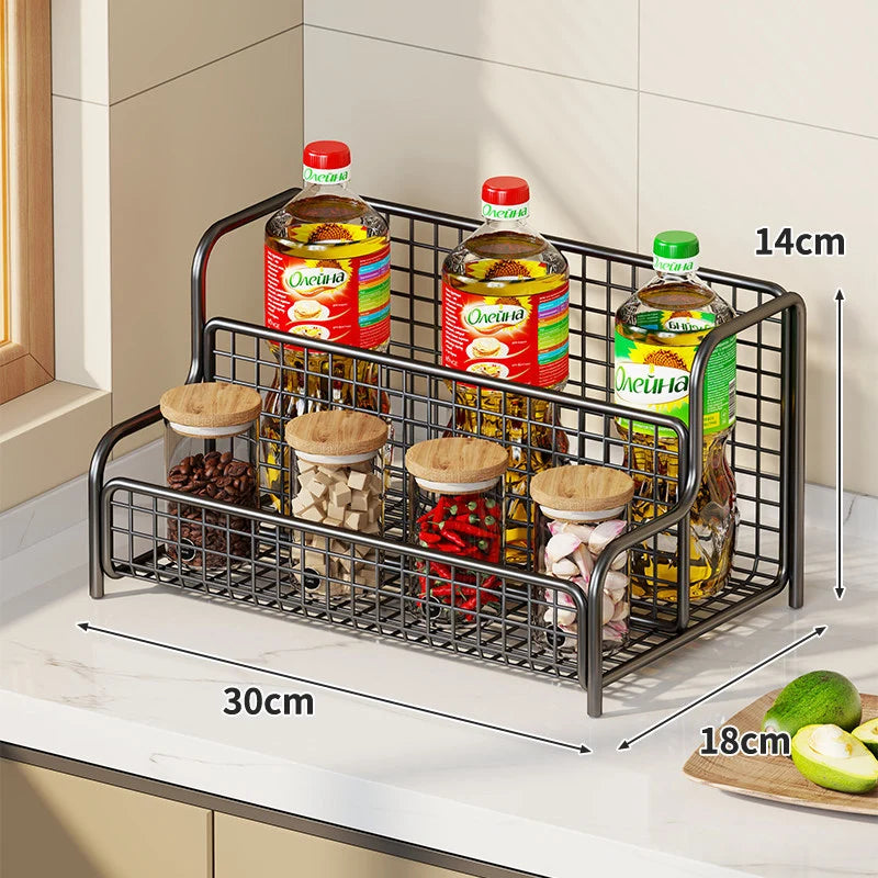 Kitchen Organizer Rack Tiered Metal Wire Countertop Storage