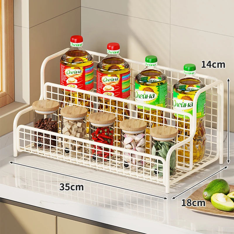Kitchen Organizer Rack Tiered Metal Wire Countertop Storage