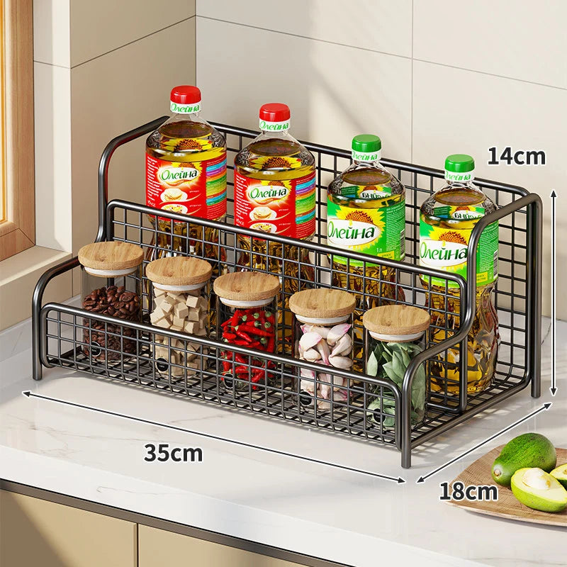 Kitchen Organizer Rack Tiered Metal Wire Countertop Storage