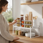 Kitchen Organizer Shelf Adjustable Two-Tier Powder-Coated Steel