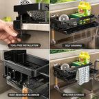 Kitchen Sink Rack Aluminum Self-Draining Tool-Free Clamp-On