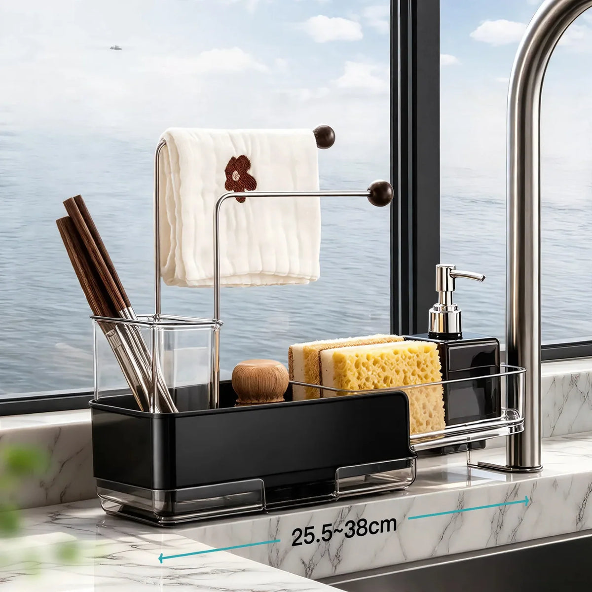 Kitchen Sink Rack Extendable 304 Stainless Steel Rust-Resistant