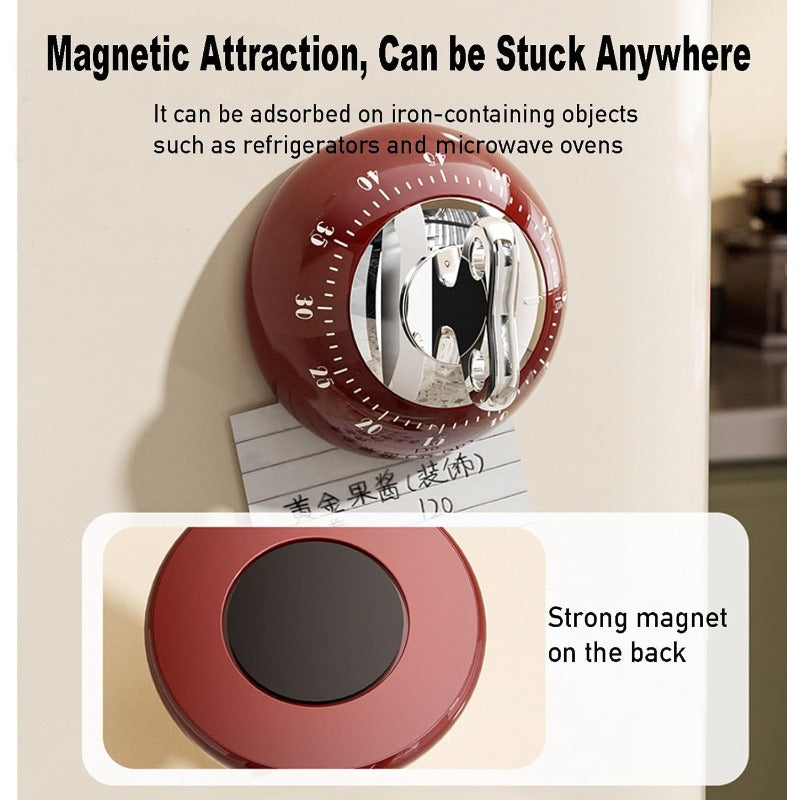 Kitchen Timer Mechanical Wind-Up Stainless Steel Magnetic Base