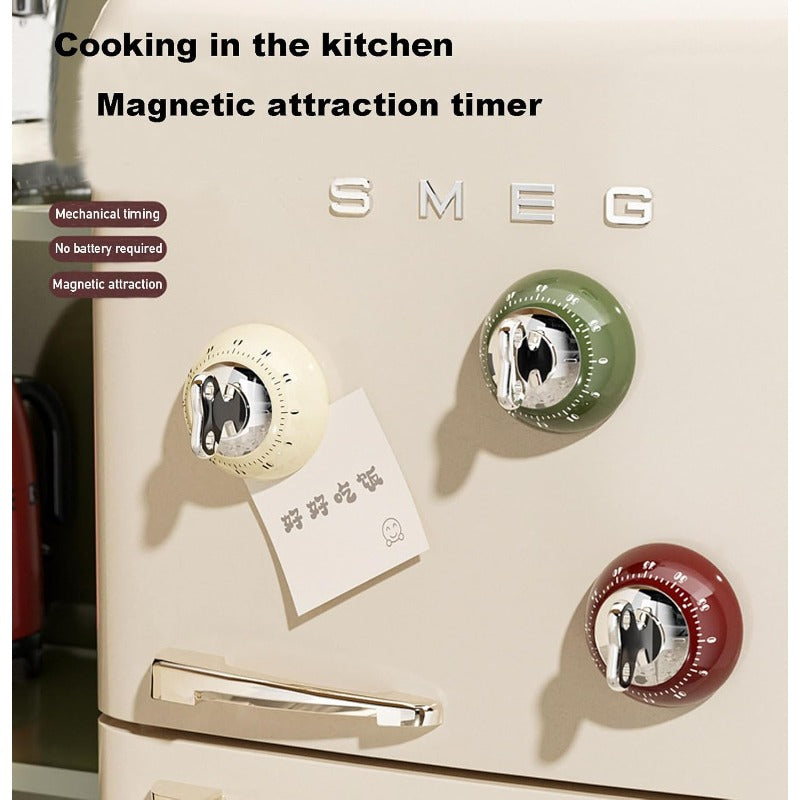 Kitchen Timer Mechanical Wind-Up Stainless Steel Magnetic Base