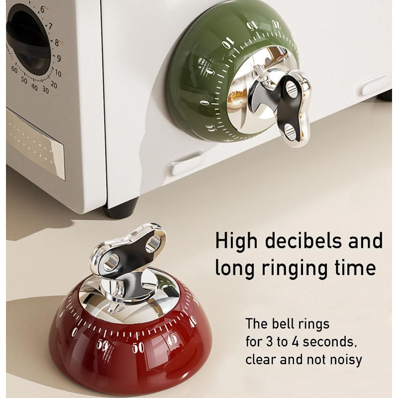 Kitchen Timer Mechanical Wind-Up Stainless Steel Magnetic Base