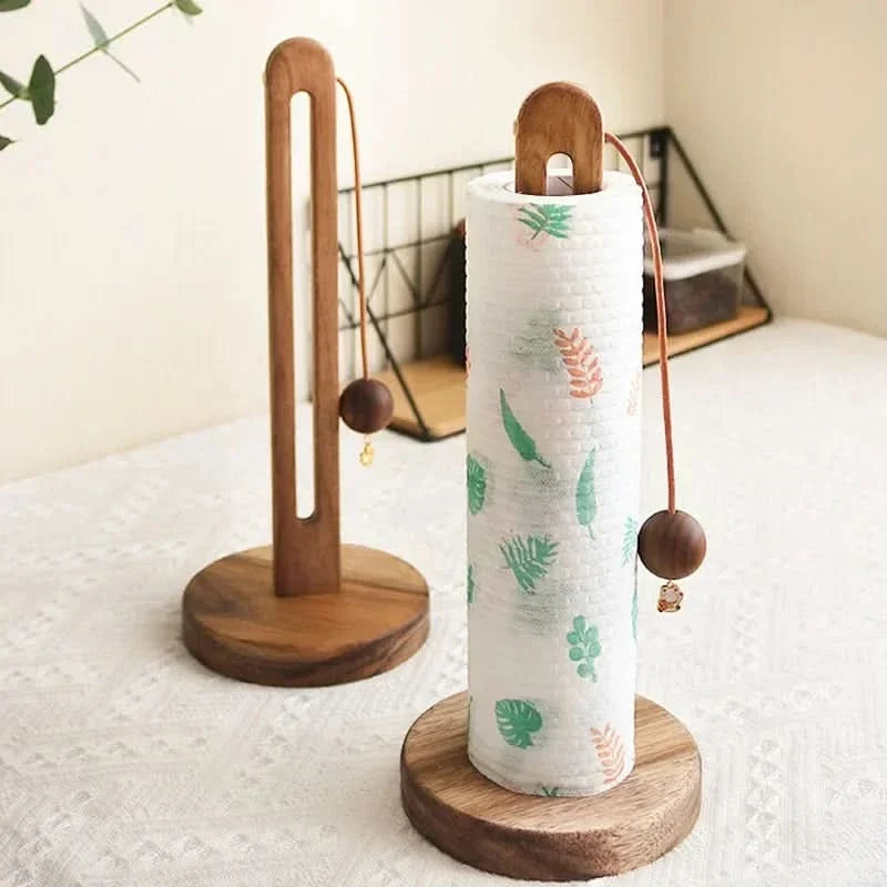 Kitchen Towel Holder Solid Wood Decorative Top