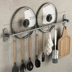 Kitchen Utensil Hook Rail Stainless Steel No-Drill Mounting