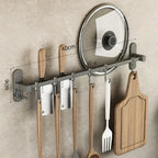 Kitchen Utensil Hook Rail Stainless Steel No-Drill Mounting
