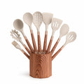 Kitchen Utensil Set Heat-Resistant Silicone 10-Piece Octagonal Storage Pot