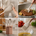 Kitchen Utensil Set Heat-Resistant Silicone 10-Piece Octagonal Storage Pot