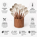 Kitchen Utensil Set Heat-Resistant Silicone 10-Piece Octagonal Storage Pot