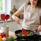 Kitchen Utensil Set Heat-Resistant Silicone Heads & Stainless Handles