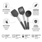 Kitchen Utensil Set Heat-Resistant Silicone Heads & Stainless Handles