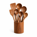 Kitchen Utensil Set Teak Wood Heat-Resistant Non-Scratch Set of 7