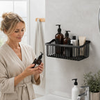 Kitchen Wall Basket Drill-Free Adhesive Carbon Steel Space-Saving