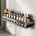 Kitchen Wall Shelf Stainless Steel No-Drill Suction Cup Mount