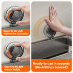 Kitchen Wall Shelf Stainless Steel No-Drill Suction Cup Mount