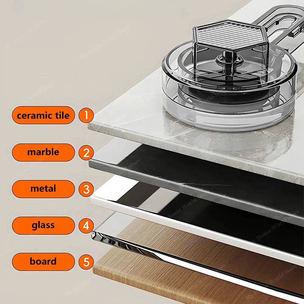 Kitchen Wall Shelf Stainless Steel No-Drill Suction Cup Mount