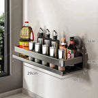 Kitchen Wall Shelf Stainless Steel No-Drill Suction Cup Mount