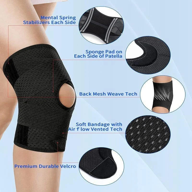 Knee Support Brace Open Patella Adjustable Compression Side Stabilizers