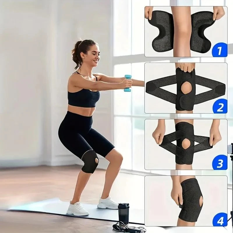 Knee Support Brace Open Patella Adjustable Compression Side Stabilizers