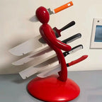 Knife Holder Sculptural Humanoid Stainless Steel Space-Saving