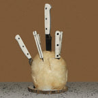 Knife Holder Skull Design Hand-Painted Resin Holds Seven Knives