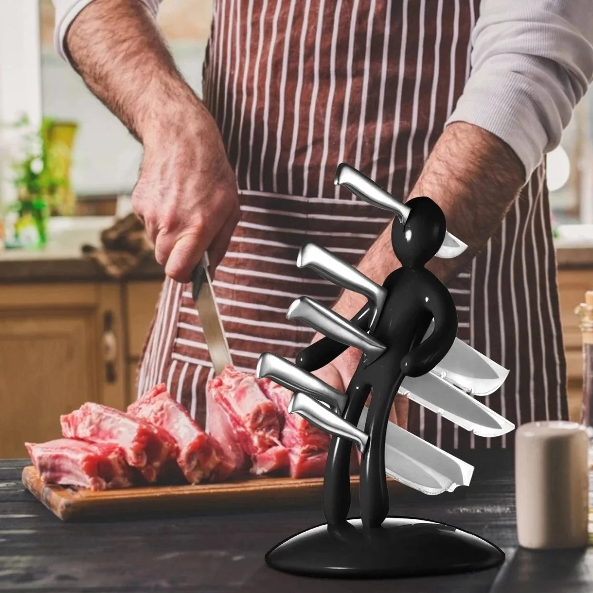 Knife Organizer Stainless Steel Sculptural Countertop Storage