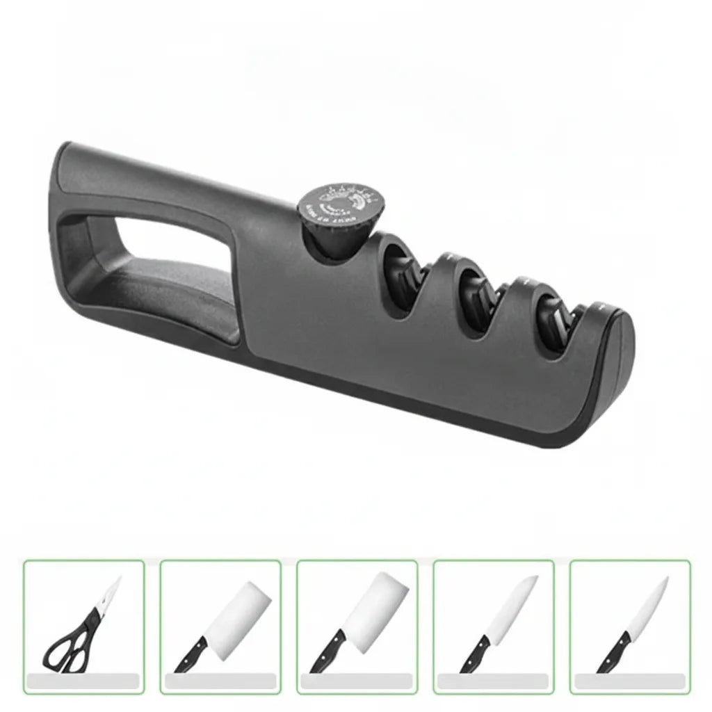 Knife Sharpener 4-In-1 Scissor Slot Non-Slip Base