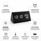 LED Alarm Clock Time Date Temp & Humidity