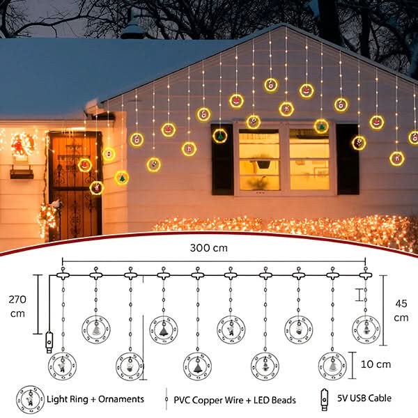 LED Christmas Lights Warm White 8 Modes Remote Control