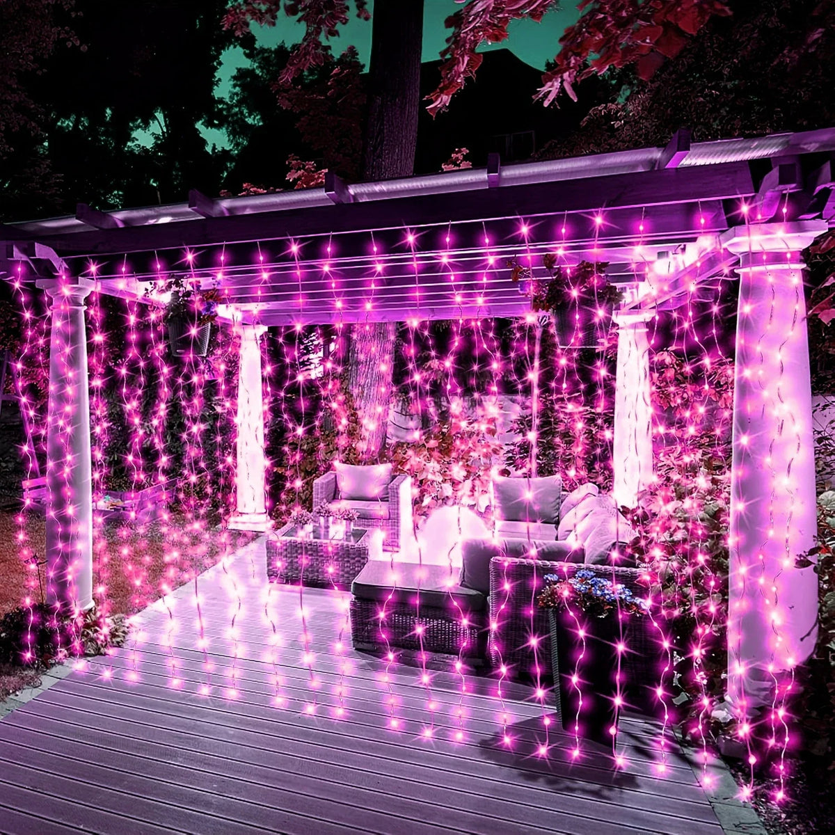 LED Curtain Lights 8 Light Modes USB Type-C Powered