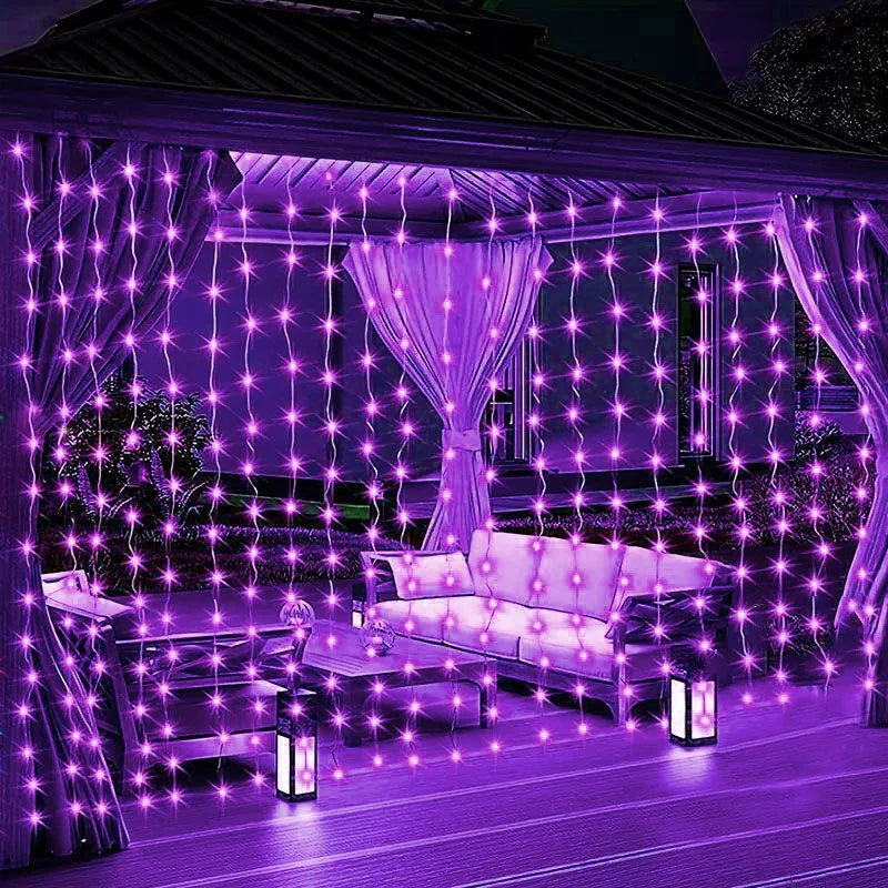 LED Curtain Lights 8 Light Modes USB Type-C Powered