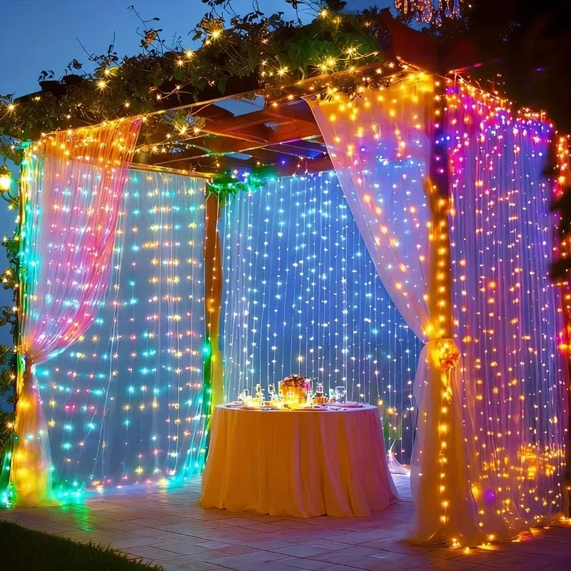 LED Curtain Lights 8 Light Modes USB Type-C Powered