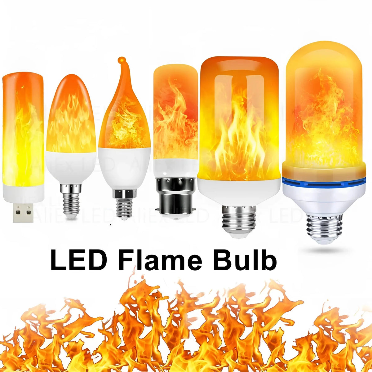 LED Flame Bulb Realistic Flicker E27 Base