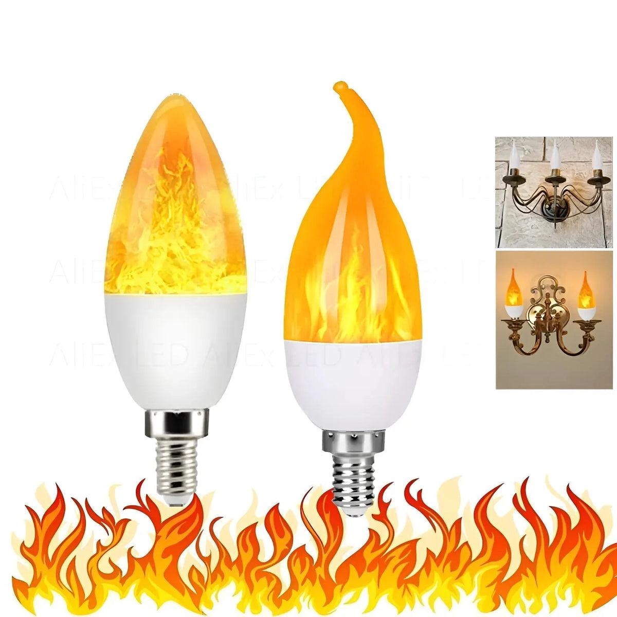 LED Flame Bulb Realistic Flicker E27 Base