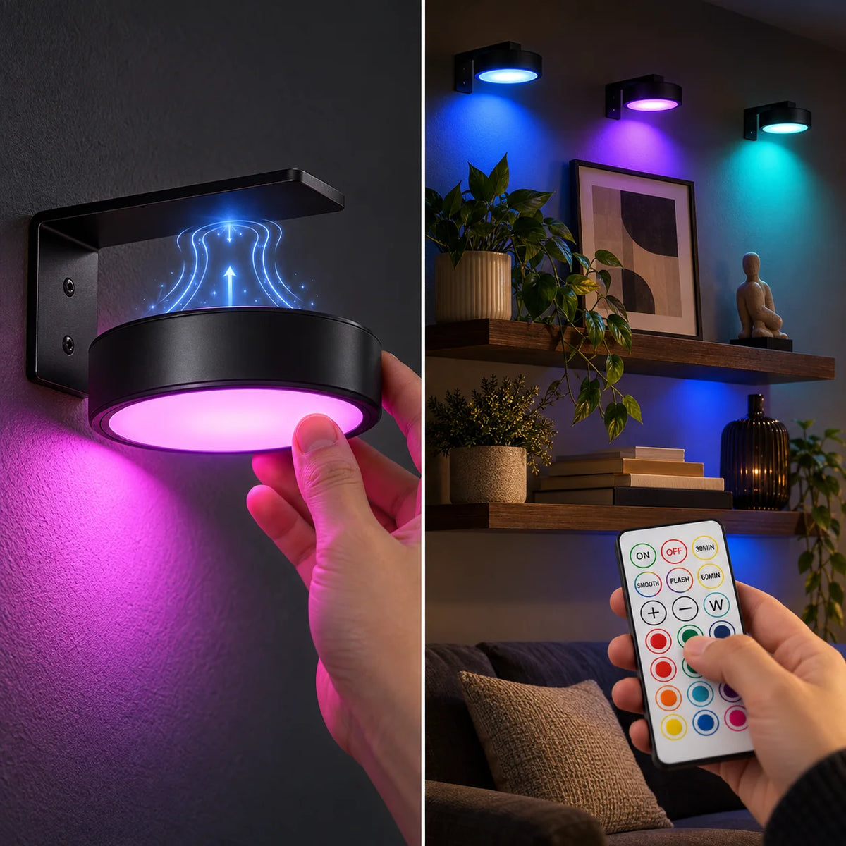 LED Picture Light Cordless Magnetic Multicolor Remote & Timer