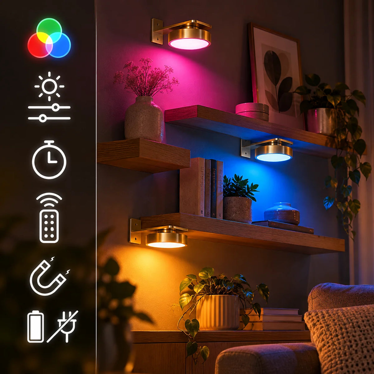 LED Picture Light Cordless Magnetic Multicolor Remote & Timer