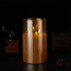 LED Pillar Candle Paraffin Wax Triple Flickering Flames Cordless