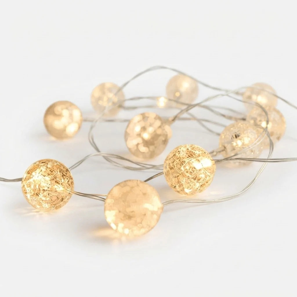 LED String Lights Warm White Crystal Balls Battery Operated